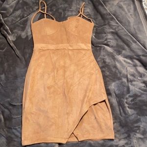 Cupped suede mini dress